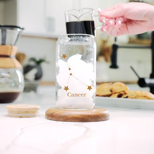 Modern Zodiac Sign Gold Cancer   Element Water  Can Glass