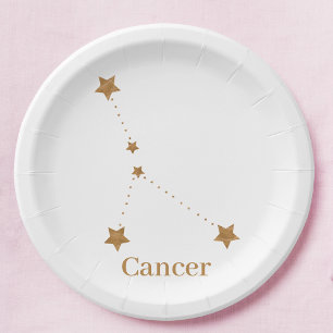 Modern Zodiac Sign Gold Cancer   Element Water Paper Plate