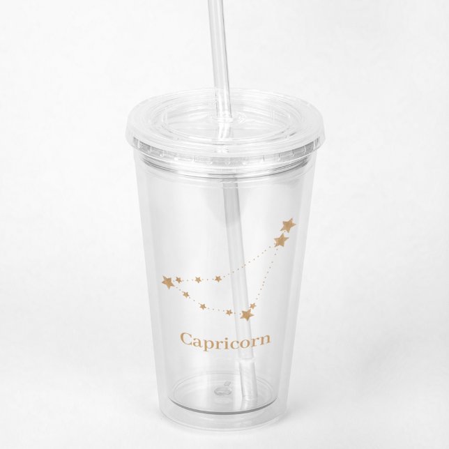 Modern Zodiac Sign Gold Capricorn | Element Earth Acrylic Tumbler (Creator Uploaded)