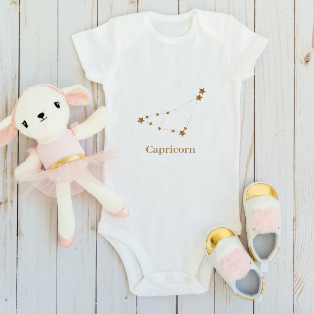 Modern Zodiac Sign Gold Capricorn | Element Earth Baby Bodysuit (Creator Uploaded)