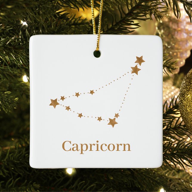 Modern Zodiac Sign Gold Capricorn | Element Earth Ceramic Ornament (Creator Uploaded)