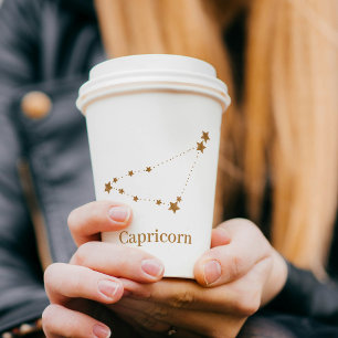 Modern Zodiac Sign Gold Capricorn   Element Earth Paper Cups