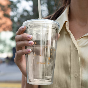 Modern Zodiac Sign Gold Gemini Element Air Acrylic Tumbler