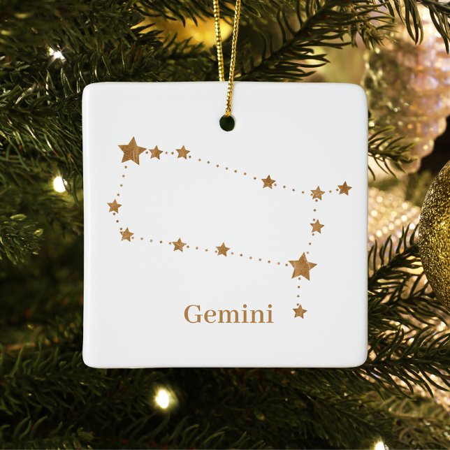 Modern Zodiac Sign Gold Gemini | Element Air  Ceramic Ornament (Creator Uploaded)