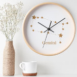 Modern Zodiac Sign Gold Gemini | Element Air Clock<br><div class="desc">Modern Zodiac Sign Gold Gemini | Element Air</div>