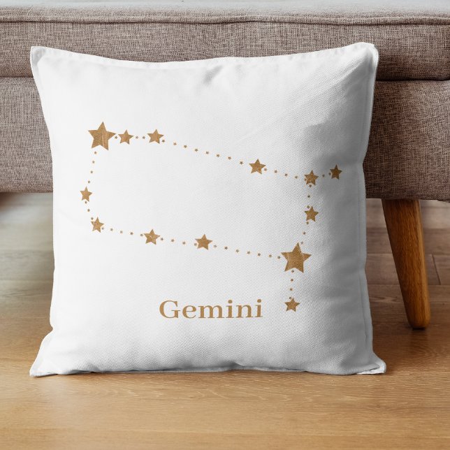 Modern Zodiac Sign Gold Gemini | Element Air  Cushion (Creator Uploaded)