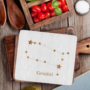 Modern Zodiac Sign Gold Gemini   Element Air  Cutting Board