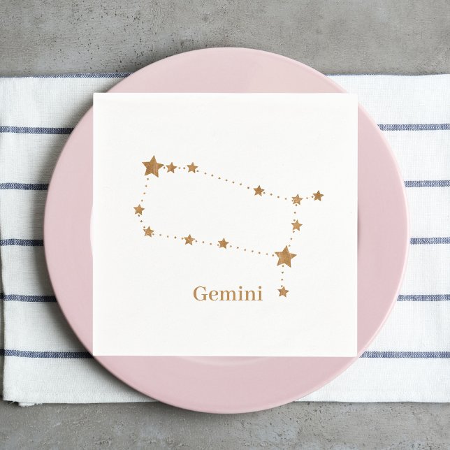 Modern Zodiac Sign Gold Gemini | Element Air  Napkin (Creator Uploaded)