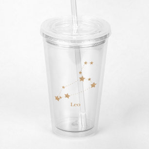 Modern Zodiac Sign Gold Leo Element Fire Acrylic Tumbler
