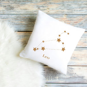 Modern Zodiac Sign Gold Leo   Element Fire Cushion