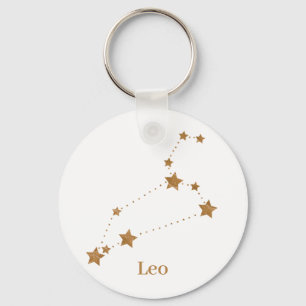 Modern Zodiac Sign Gold Leo   Element Fire Key Ring