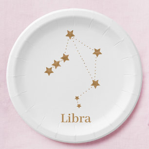 Modern Zodiac Sign Gold Libra   Element Air Paper Plate