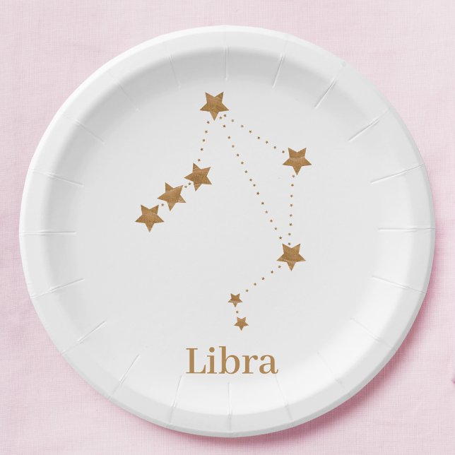 Modern Zodiac Sign Gold Libra | Element Air Paper Plate (Creator Uploaded)