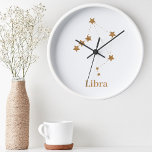 modern Zodiac Sign Gold Libra | Element Air Round Clock<br><div class="desc">modern Zodiac Sign Gold Libra | Element Air</div>