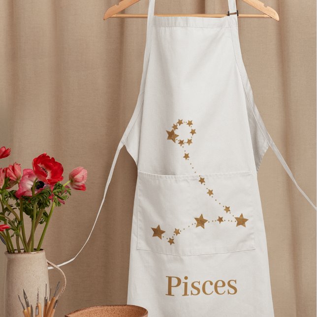 Modern Zodiac Sign Gold Pisces | Element Water Apron (Creator Uploaded)