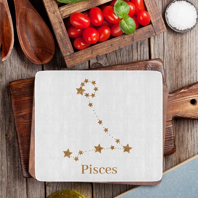 Modern Zodiac Sign Gold Pisces | Element Water Cutting Board (Creator Uploaded)