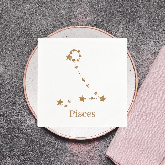 Modern Zodiac Sign Gold Pisces | Element Water Napkin (Creator Uploaded)