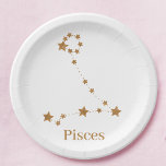 Modern Zodiac Sign Gold Pisces | Element Water Paper Plate<br><div class="desc">Modern Zodiac Sign Gold Pisces | Element Water</div>