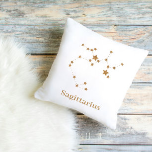 Modern Zodiac Sign Gold Sagittarius Element Fire Cushion