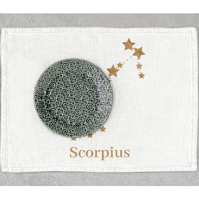 Modern Zodiac Sign Gold Scorpius | Element Water  Tea Towel (Creator Uploaded)