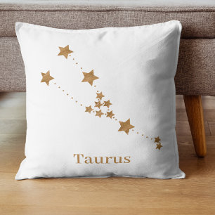 Modern Zodiac Sign Gold Taurus   Element Earth Cushion