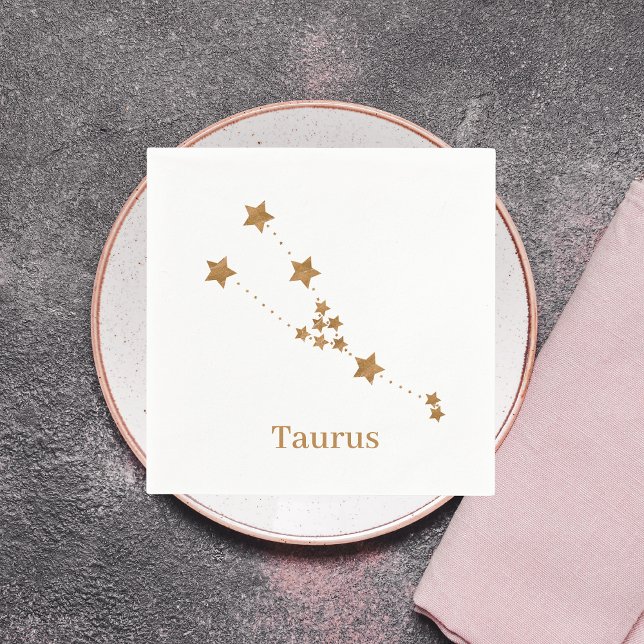 Modern Zodiac Sign Gold Taurus | Element Earth Napkin (Creator Uploaded)