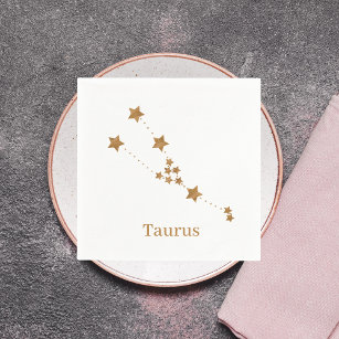Modern Zodiac Sign Gold Taurus   Element Earth Napkin