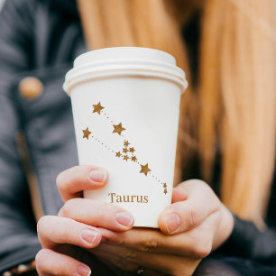 Modern Zodiac Sign Gold Taurus   Element Earth Paper Cups