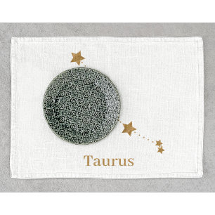 Modern Zodiac Sign Gold Taurus Element Earth Tea Towel