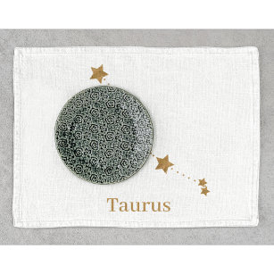 Modern Zodiac Sign Gold Taurus   Element Earth Tea Towel