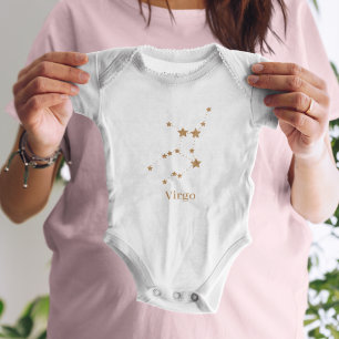 Modern Zodiac Sign Gold Virgo   Element Earth Baby Bodysuit