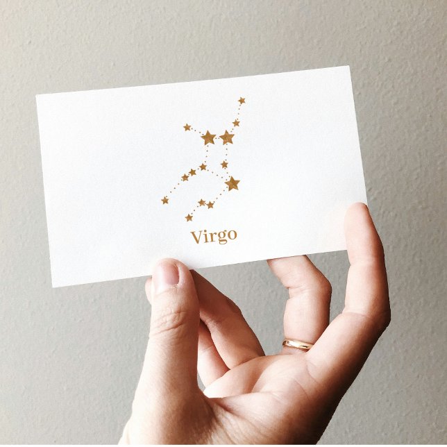 Modern Zodiac Sign Gold Virgo | Element Earth Business Card (Creator Uploaded)