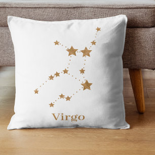 Modern Zodiac Sign Gold Virgo   Element Earth Cushion