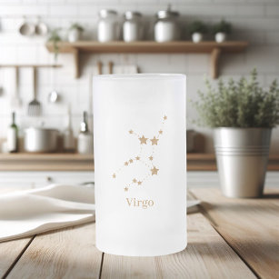 Modern Zodiac Sign Gold Virgo   Element Earth Frosted Glass Beer Mug