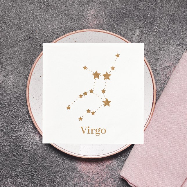 Modern Zodiac Sign Gold Virgo | Element Earth Napkin (Creator Uploaded)