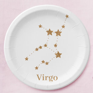Modern Zodiac Sign Gold Virgo Element Earth Paper Plate
