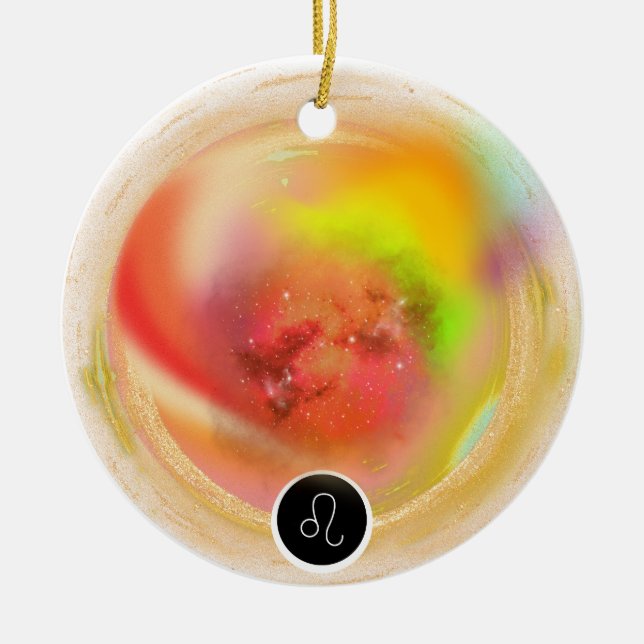 Modern Zodiac Sign Leo Quote | Element Fire Ceramic Ornament (Front)