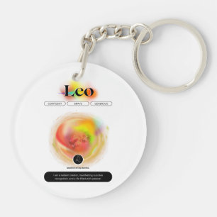 Modern Zodiac Sign Leo Quote   Element Fire Key Ring