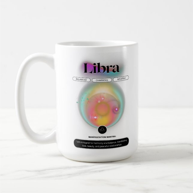 Modern Zodiac Sign Libra Quote Air Element Coffee Mug (Left)
