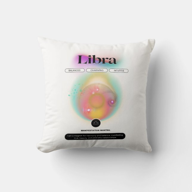 Modern Zodiac Sign Libra Quote Air Element Cushion (Front)