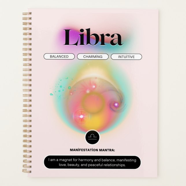 Modern Zodiac Sign Libra Quote Air Element Planner (Front)