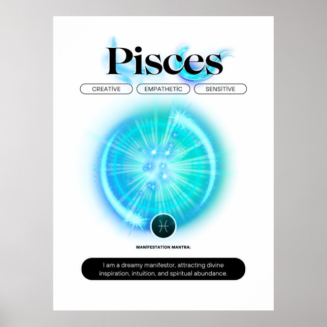 Modern Zodiac Sign Pisces Quote Water Element (Front)