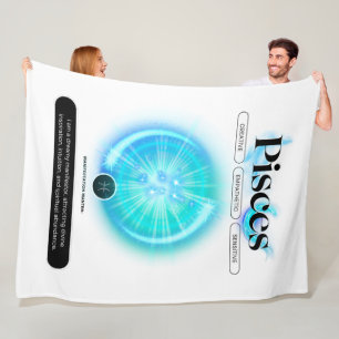 Modern Zodiac Sign PIsces Quote Water Element Fleece Blanket