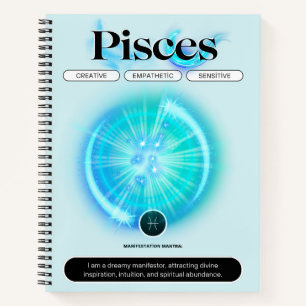Modern Zodiac Sign Pisces Quote Water Element Notebook