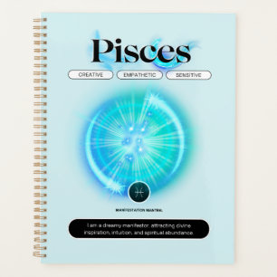 Modern Zodiac Sign Pisces Quote Water Element Planner