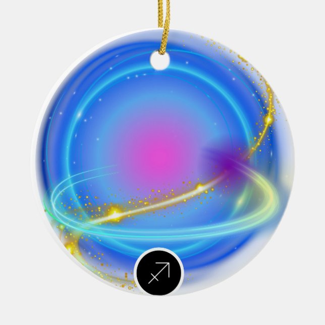 Modern Zodiac Sign Sagittarius Quote Element Fire Ceramic Ornament (Front)