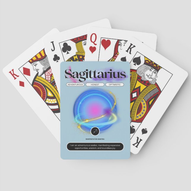 Modern Zodiac Sign Sagittarius Quote Element Fire Playing Cards (Back)