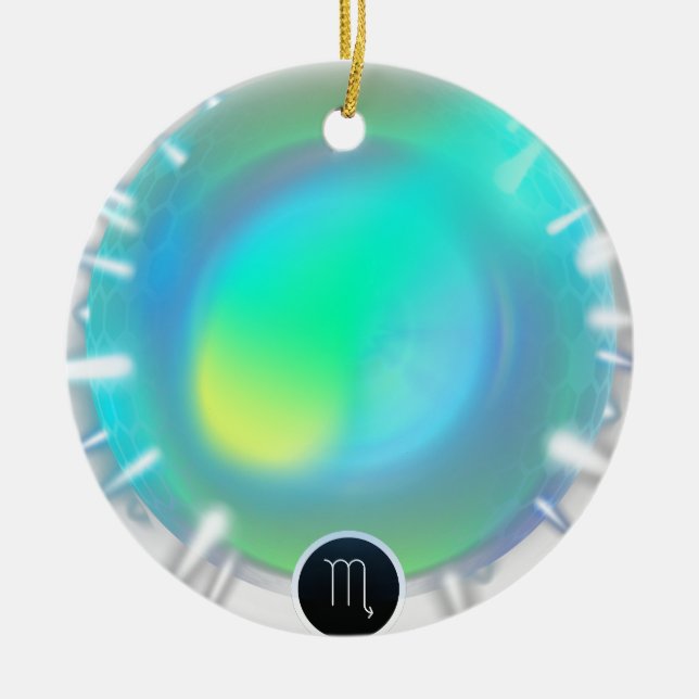 Modern Zodiac Sign Scorpio Quote Water Element Ceramic Ornament (Front)