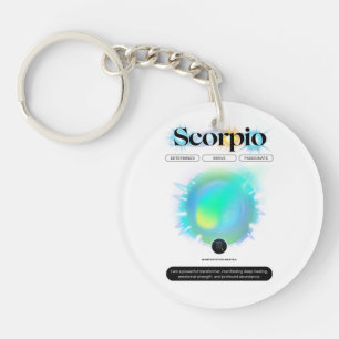 Modern Zodiac Sign Scorpio Quote Water Element Key Ring