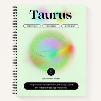 Modern Zodiac Sign Taurus Quote Earth Element Notebook
